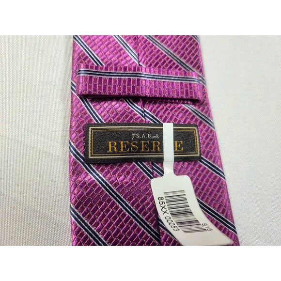 Jos. A. Bank Reserve Collection 100% Silk Men's Tie-Pink/Purple Diagonal Stripe - Picture 5 of 7